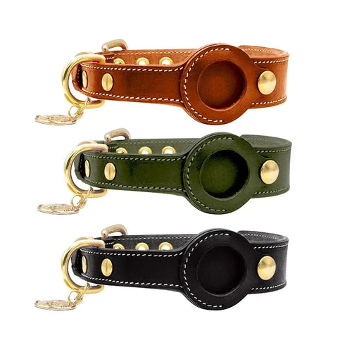 Leather AirTag Dog Collar